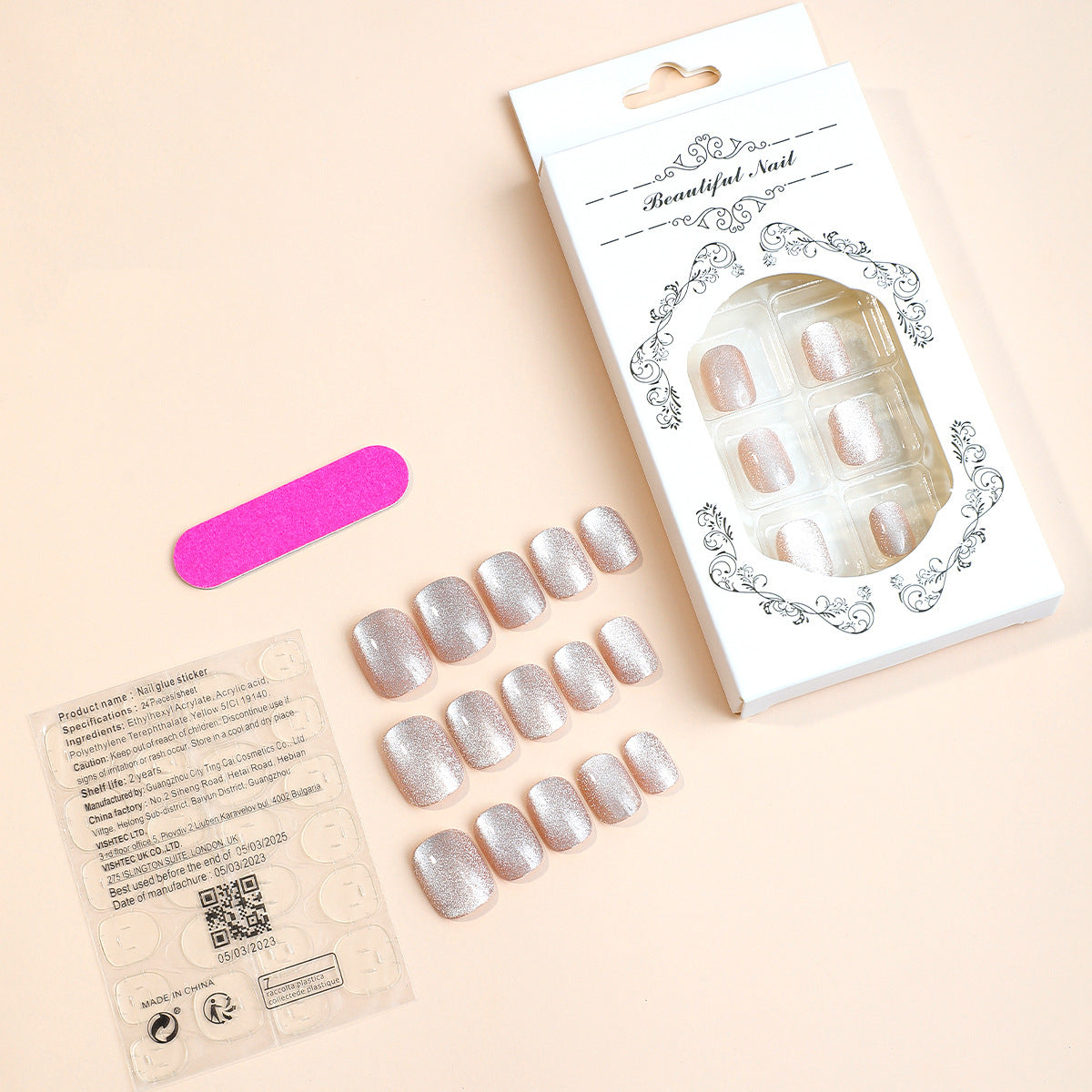 EYESFAV Shimmering Rose Nails